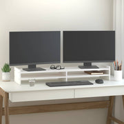 Stalak za monitor bijeli 100x27x15 cm od masivne borovine