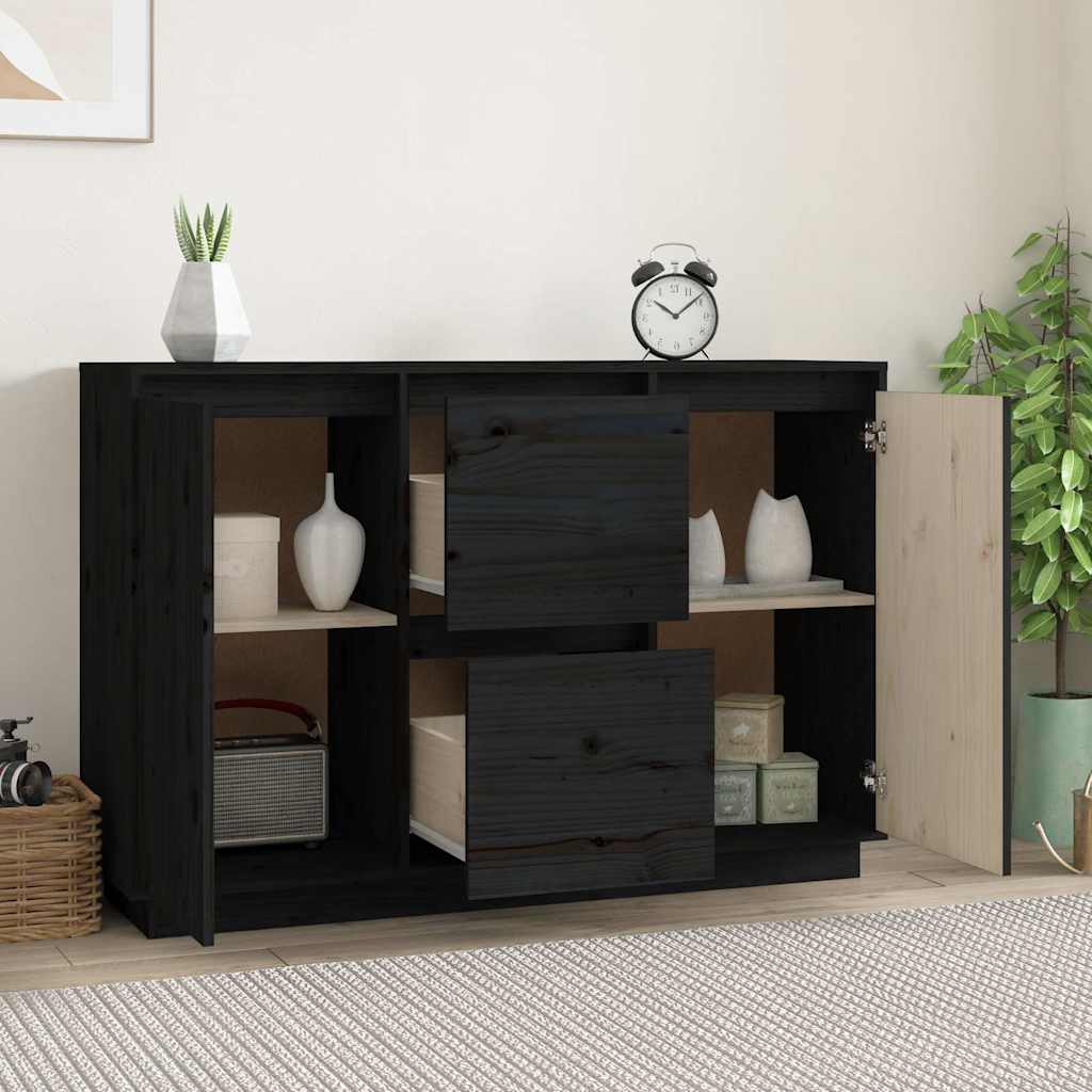 Komoda crna 111 x 34 x 75 cm od masivne borovine
