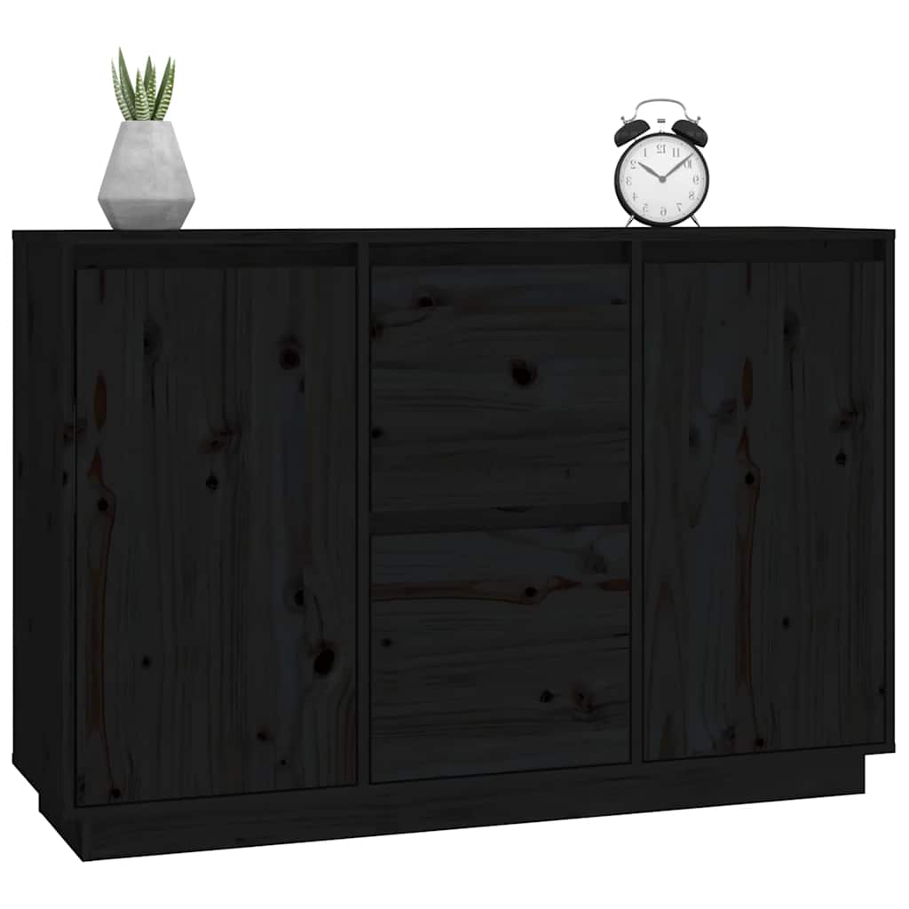 Komoda crna 111 x 34 x 75 cm od masivne borovine