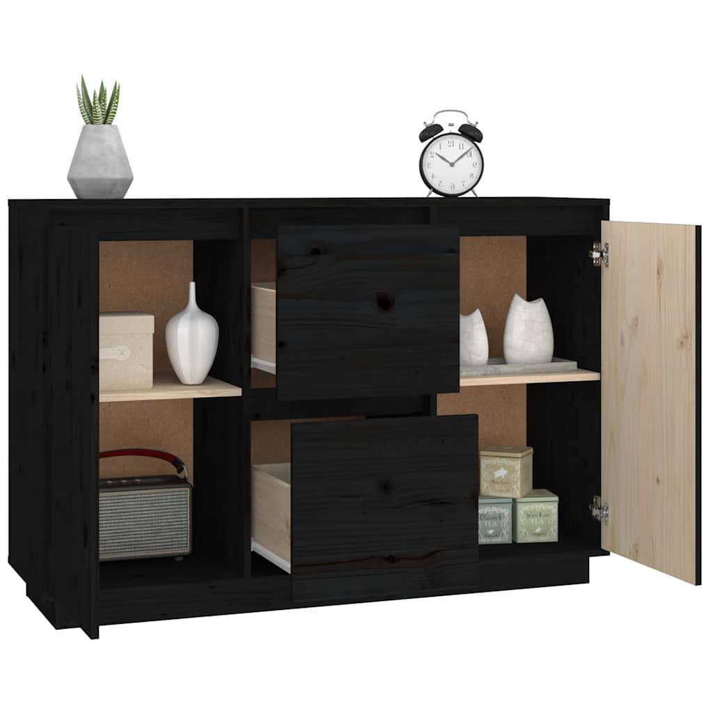 Komoda crna 111 x 34 x 75 cm od masivne borovine