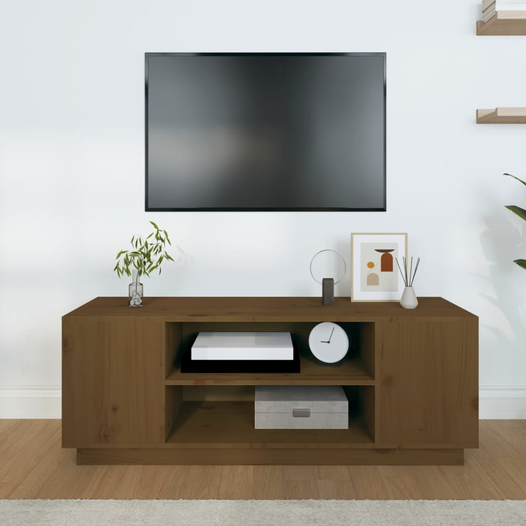 TV ormarić smeđa boja meda 110 x 35 x 40,5 cm masivna borovina