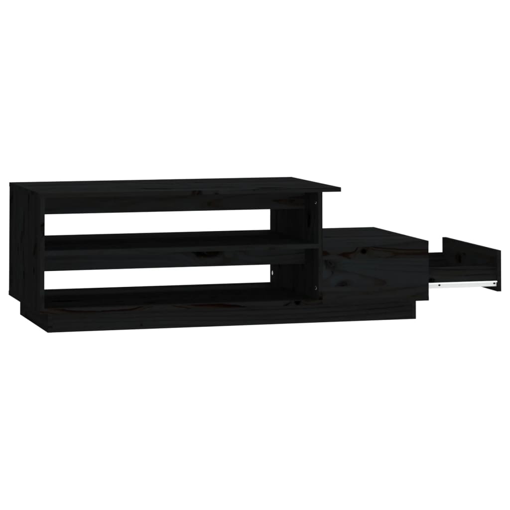 Stolić za kavu crni 120 x 50 x 40,5 cm od masivne borovine