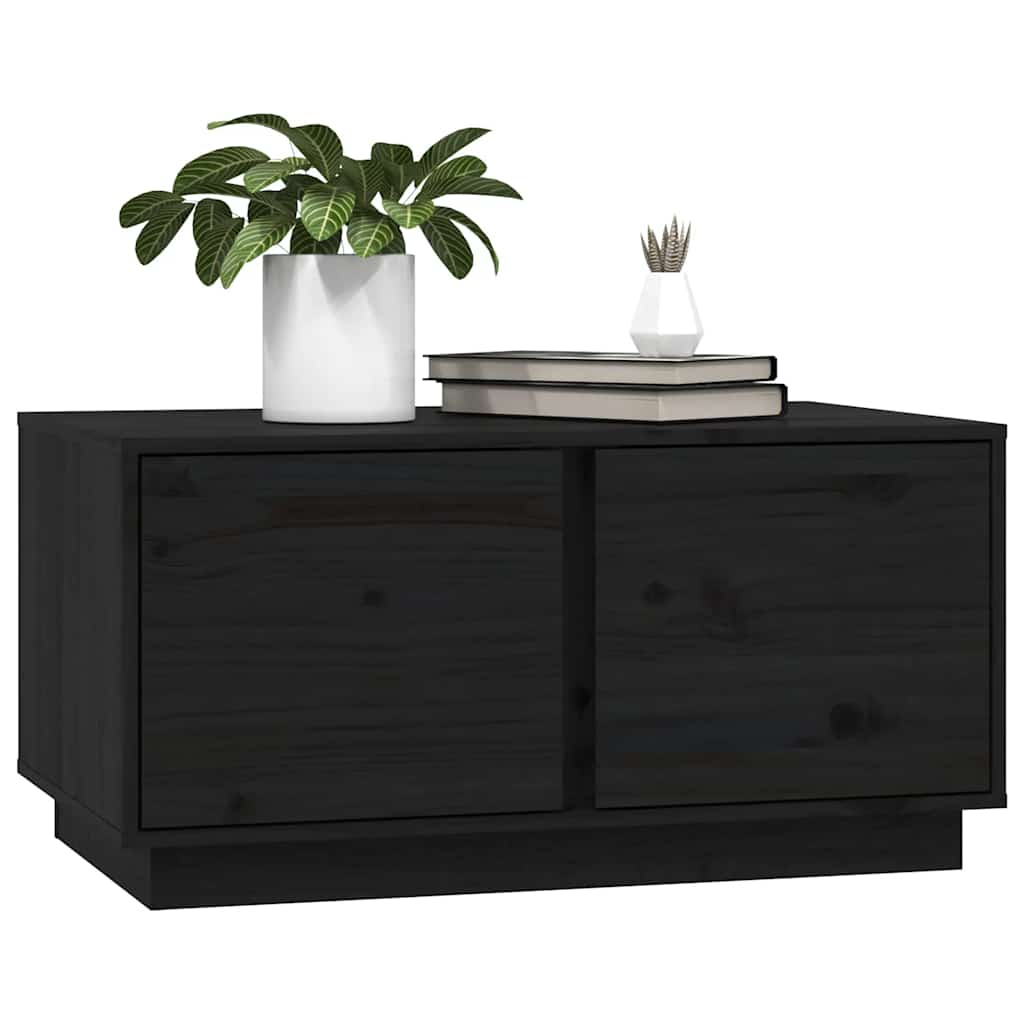 Stolić za kavu crni 80x50x40 cm od masivne borovine