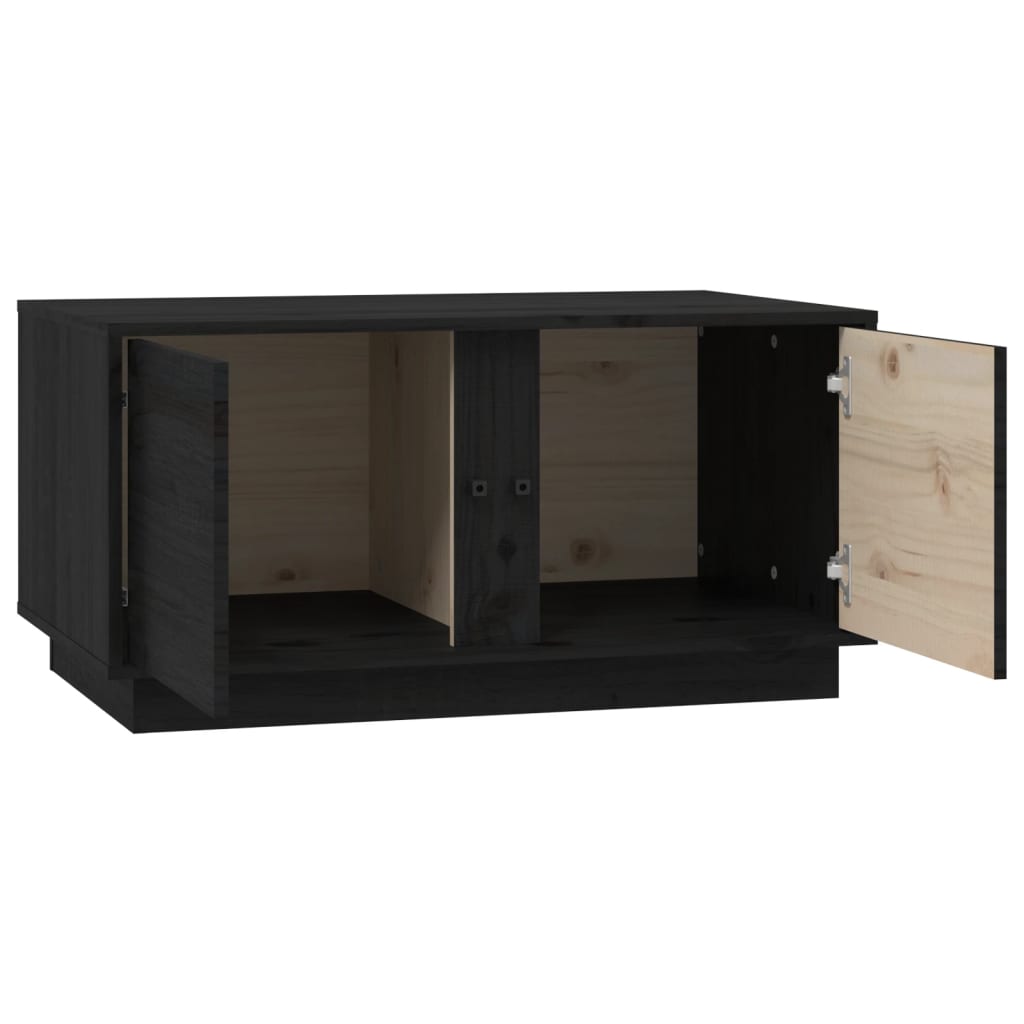 Stolić za kavu crni 80x50x40 cm od masivne borovine