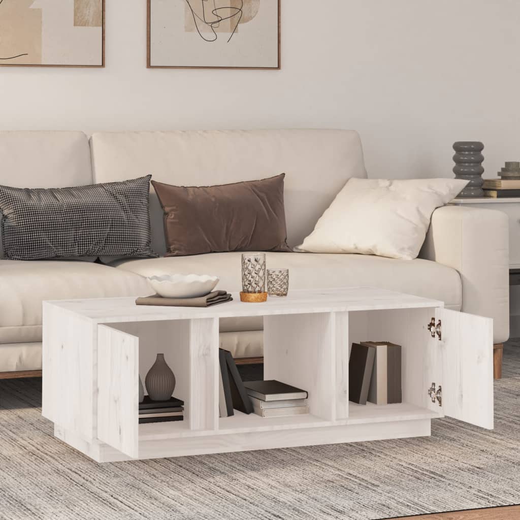 Stolić za kavu bijeli 110x50x40 cm od masivne borovine