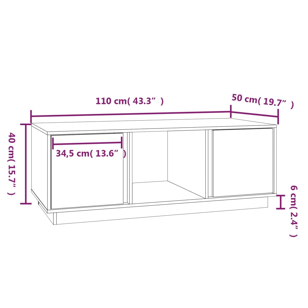 Stolić za kavu bijeli 110x50x40 cm od masivne borovine