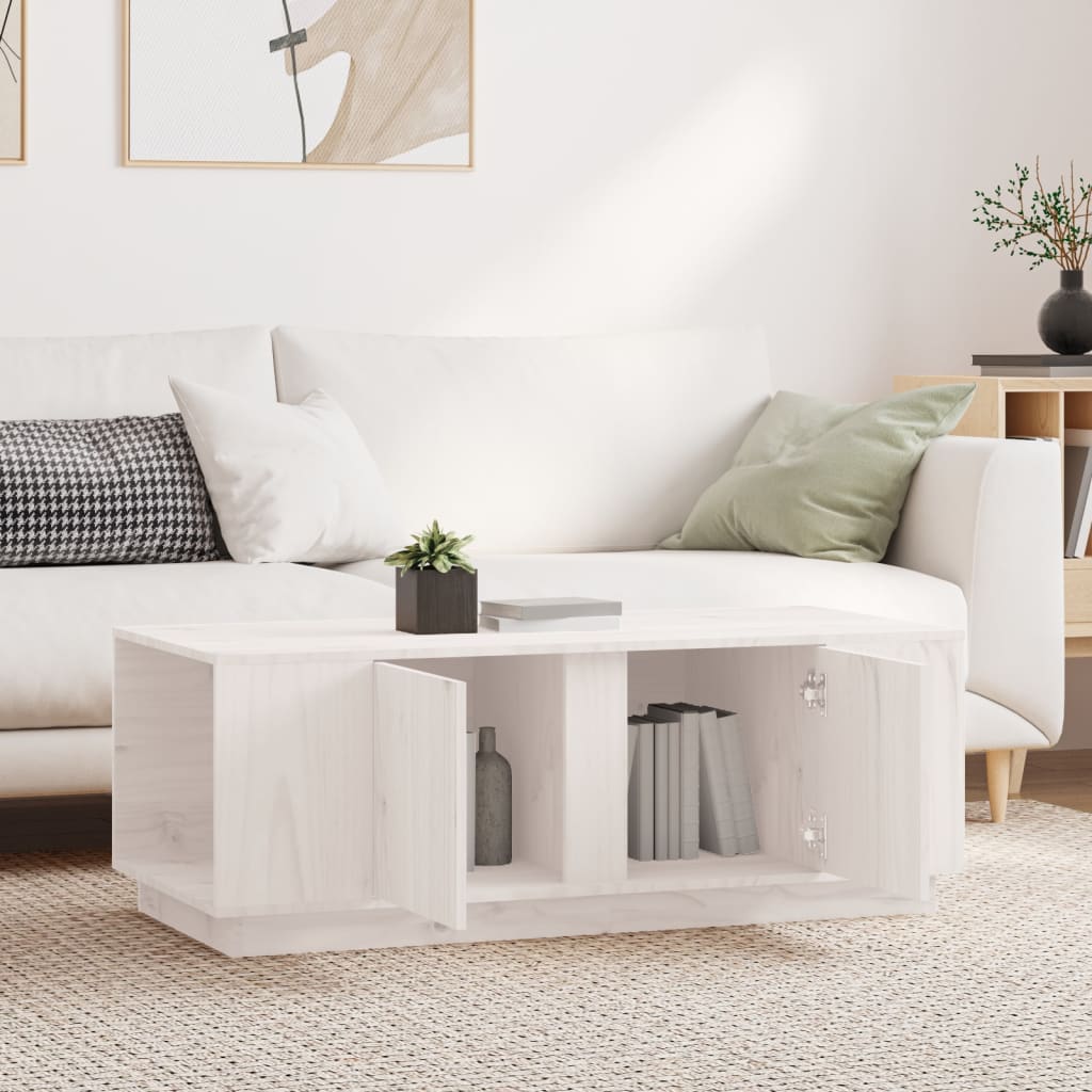 Stolić za kavu bijeli 110x50x40 cm od masivne borovine