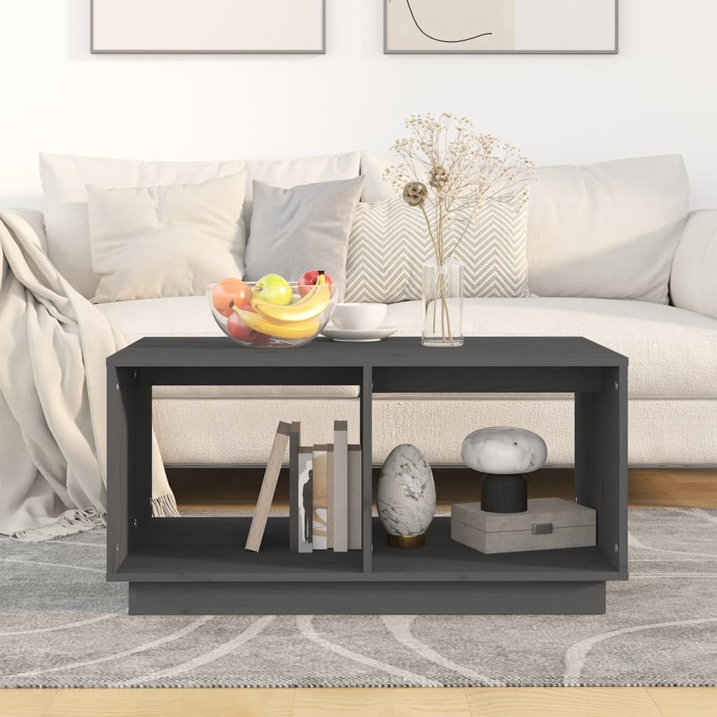Stolić za kavu sivi 80x50x40 cm od masivne borovine
