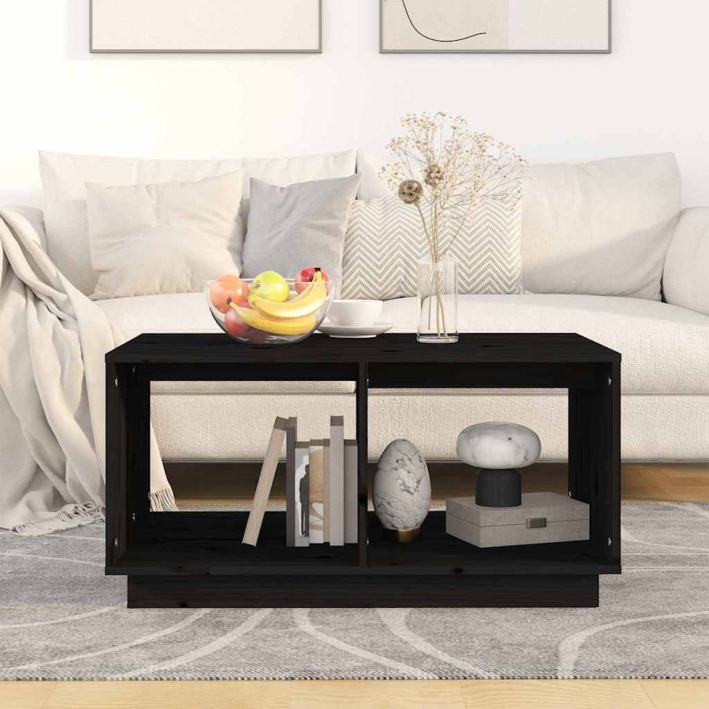 Stolić za kavu crni 80x50x40 cm od masivne borovine