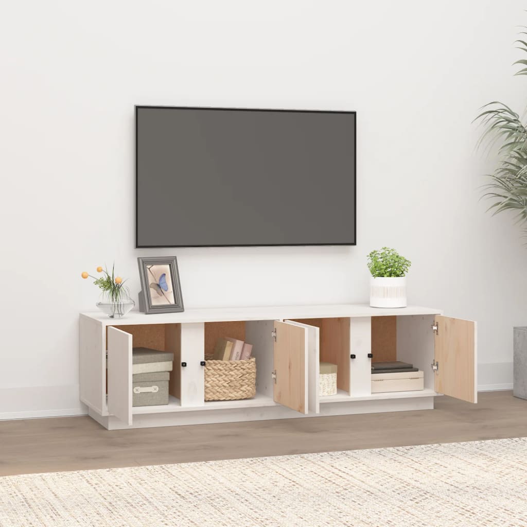 TV ormarić bijeli 140 x 40 x 40 cm od masivne borovine