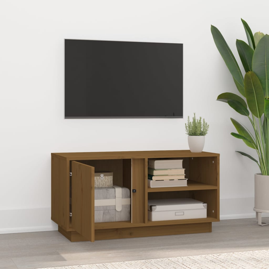 TV ormarić smeđa boja meda 80x34x40,5 cm od masivne borovine