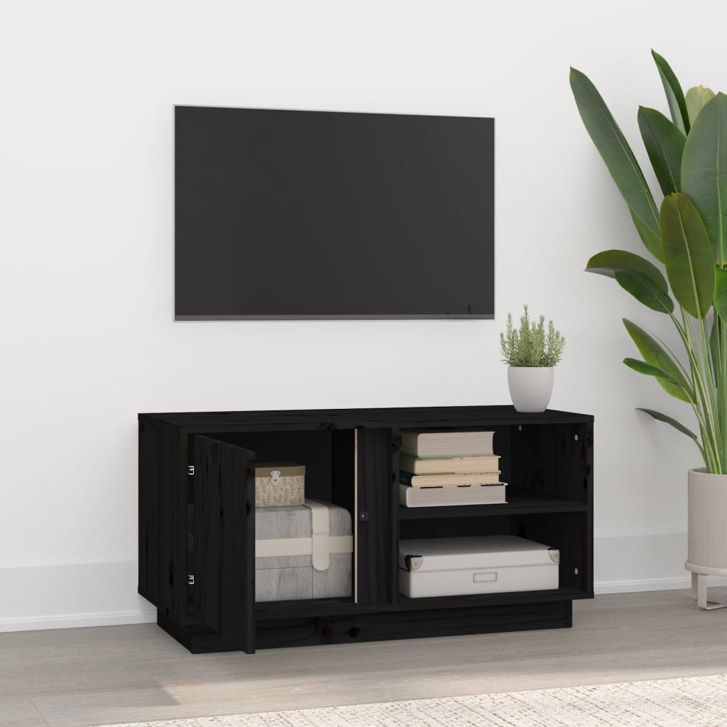 TV ormarić Crna 80 x 35 x 40,5 cm od masivne borovine