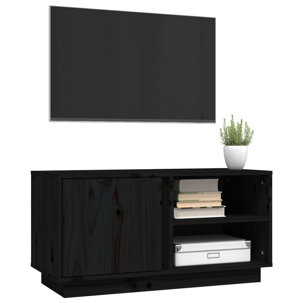 TV ormarić Crna 80 x 35 x 40,5 cm od masivne borovine