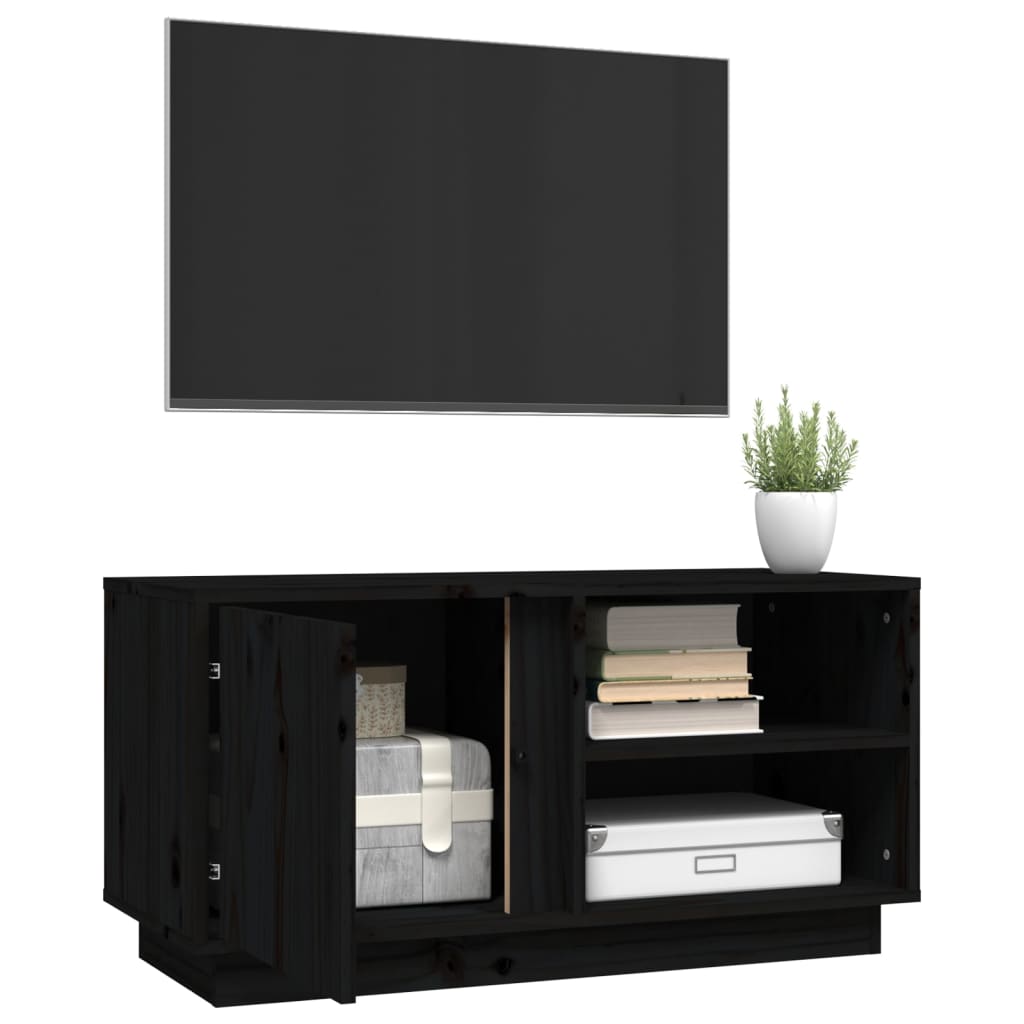 TV ormarić Crna 80 x 35 x 40,5 cm od masivne borovine