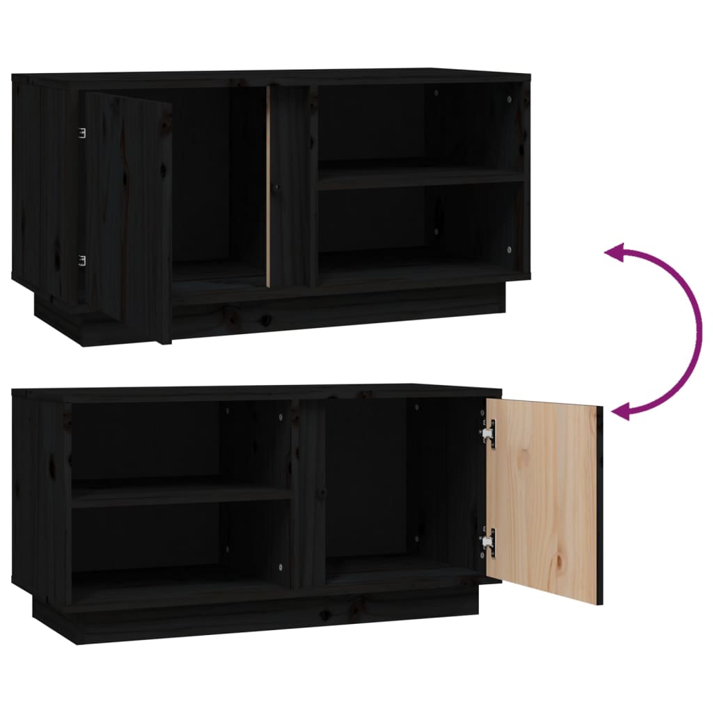 TV ormarić Crna 80 x 35 x 40,5 cm od masivne borovine