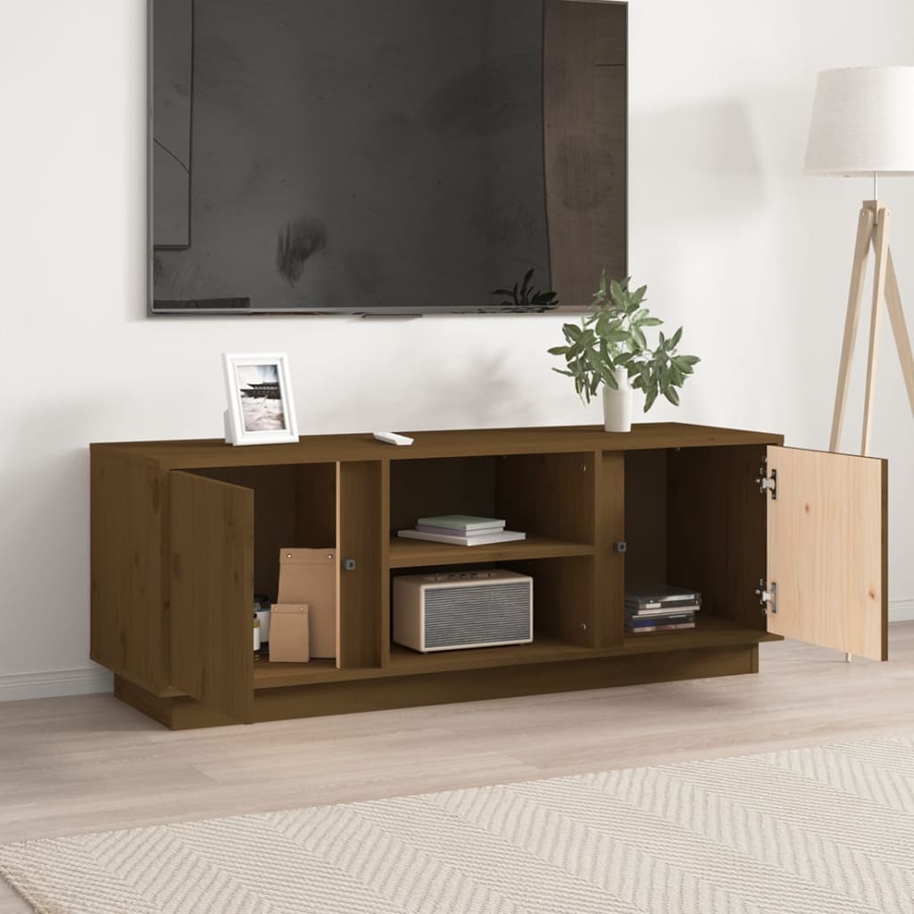 TV ormarić smeđa boja meda 110 x 35 x 40,5 cm masivna borovina
