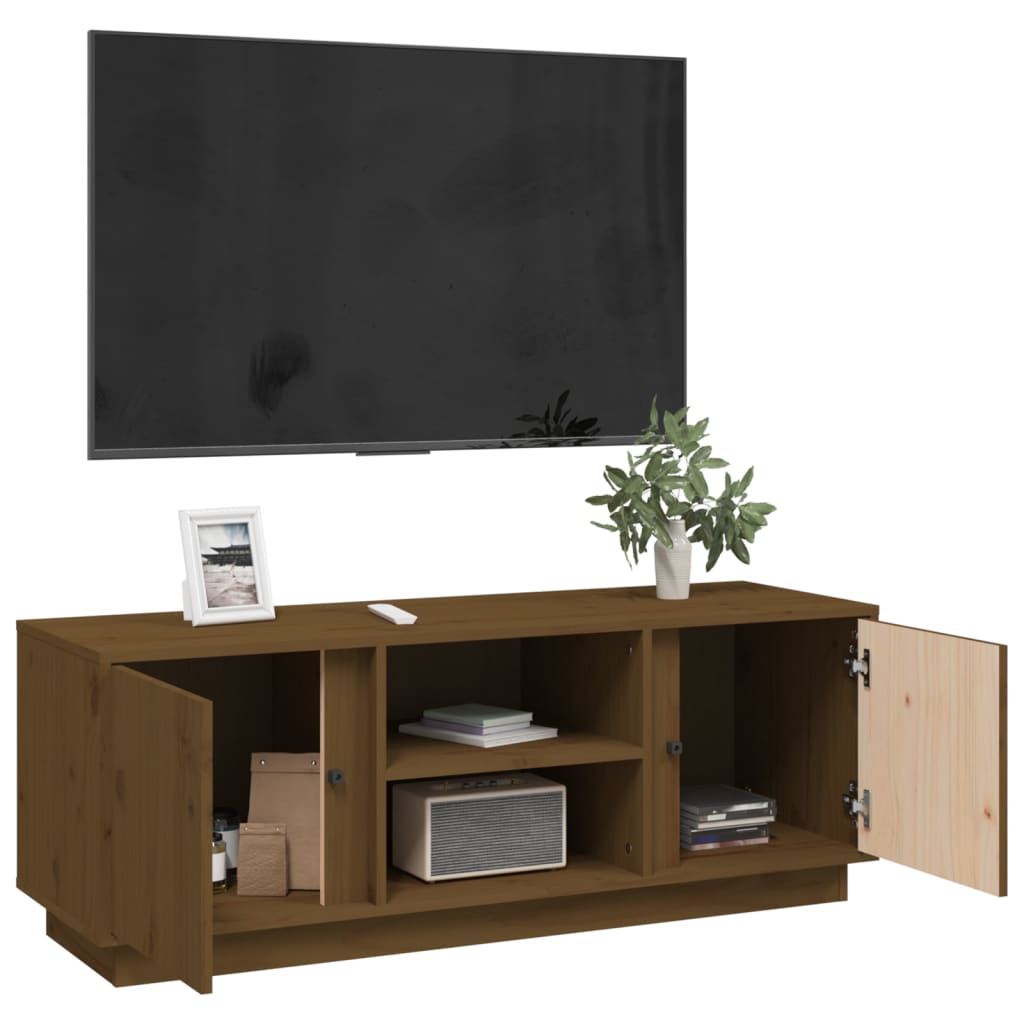 TV ormarić smeđa boja meda 110 x 35 x 40,5 cm masivna borovina