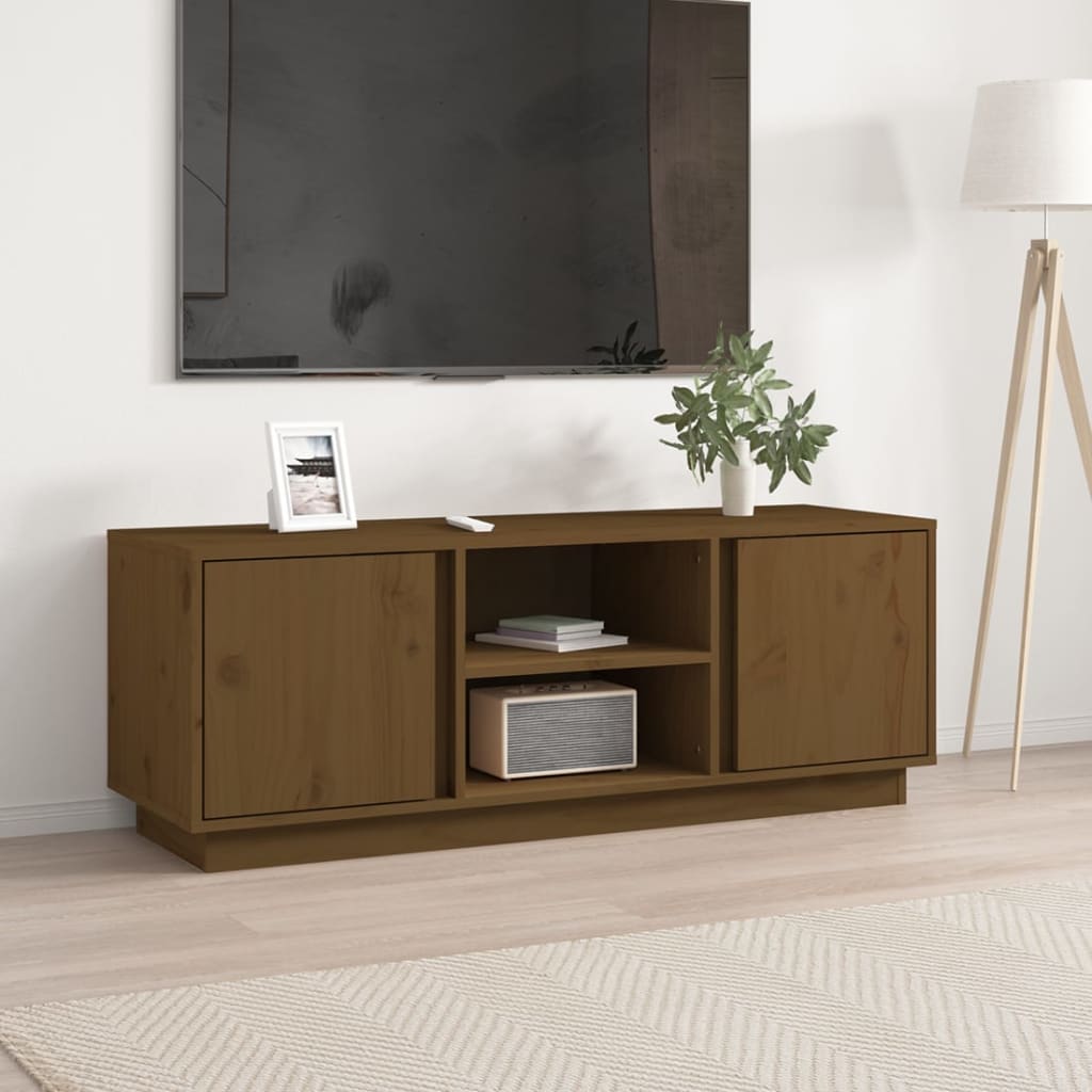TV ormarić smeđa boja meda 110 x 35 x 40,5 cm masivna borovina