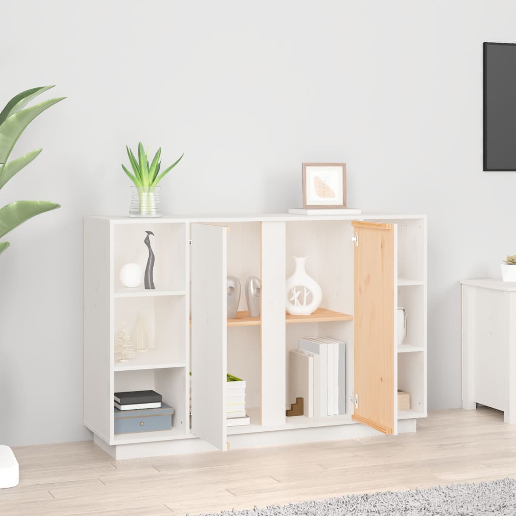 Komoda bijela 120 x 35 x 80 cm od masivne borovine