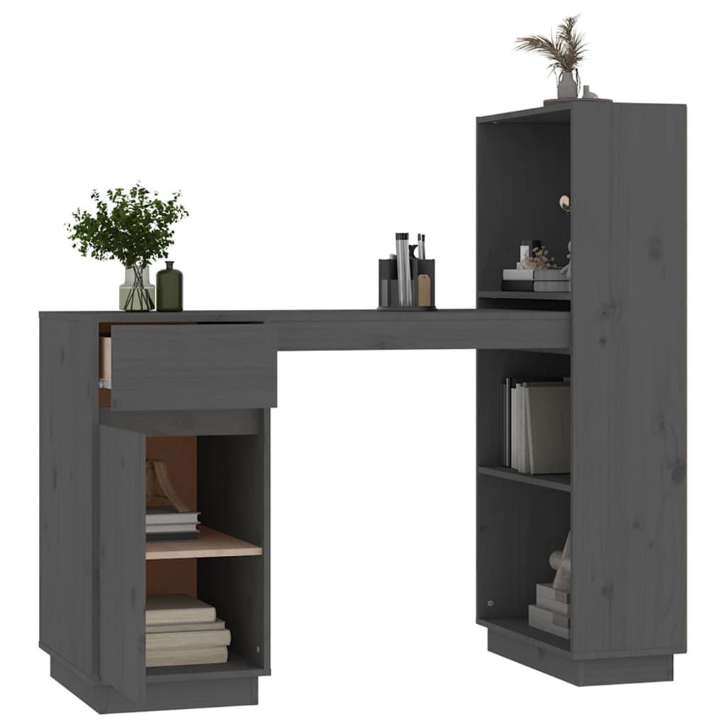 Radni stol sivi 110 x 53 x 117 cm od masivne borovine