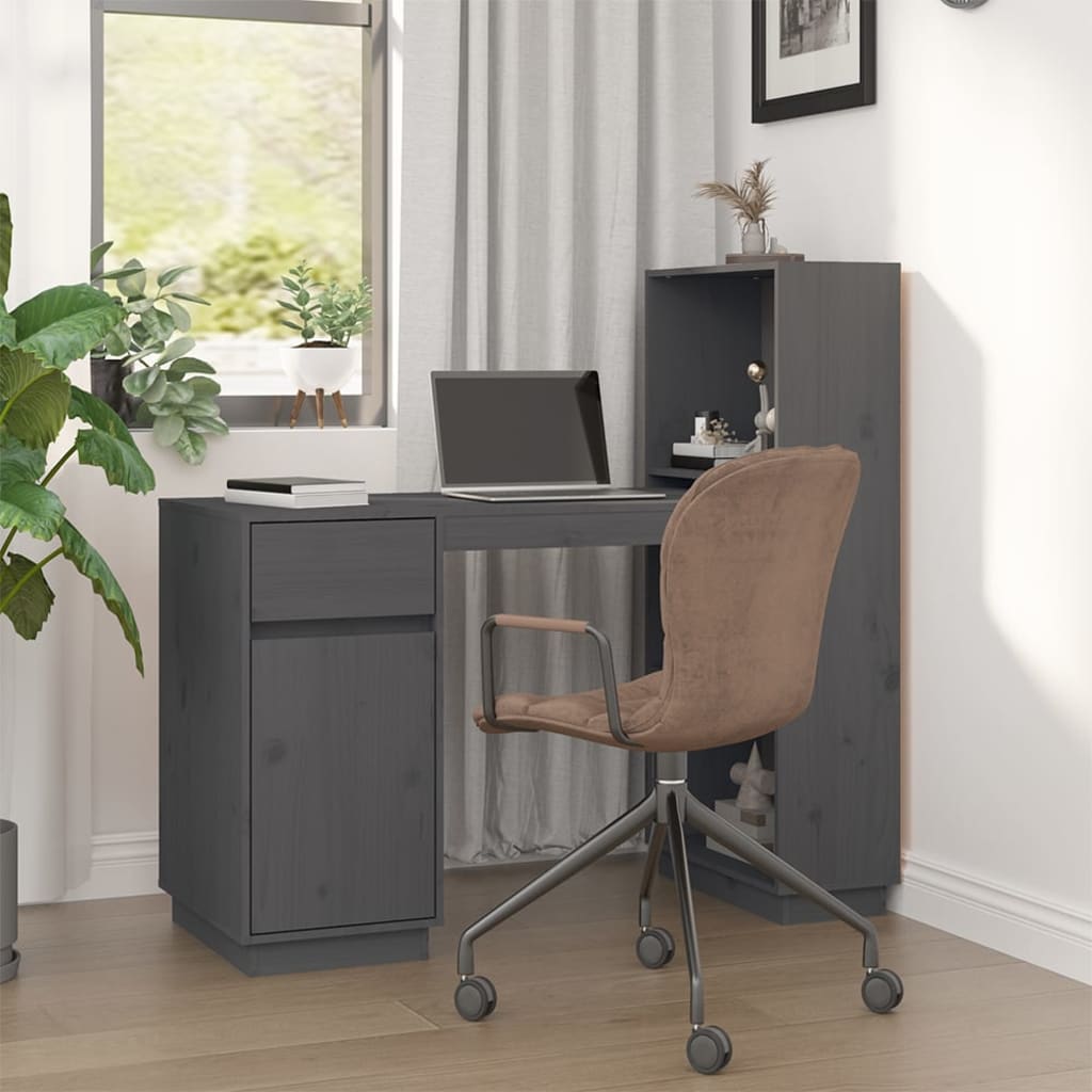 Radni stol sivi 110 x 53 x 117 cm od masivne borovine