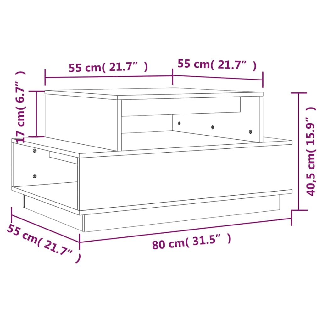 Stolić za kavu 80 x 55 x 40,5 cm od masivne borovine