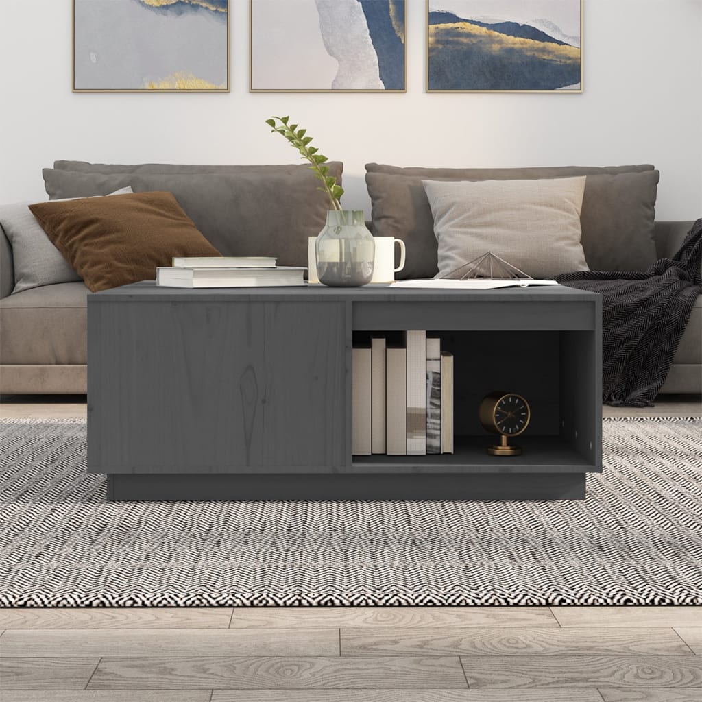 Stolić za kavu sivi 100 x 101 x 40,5 cm od masivne borovine