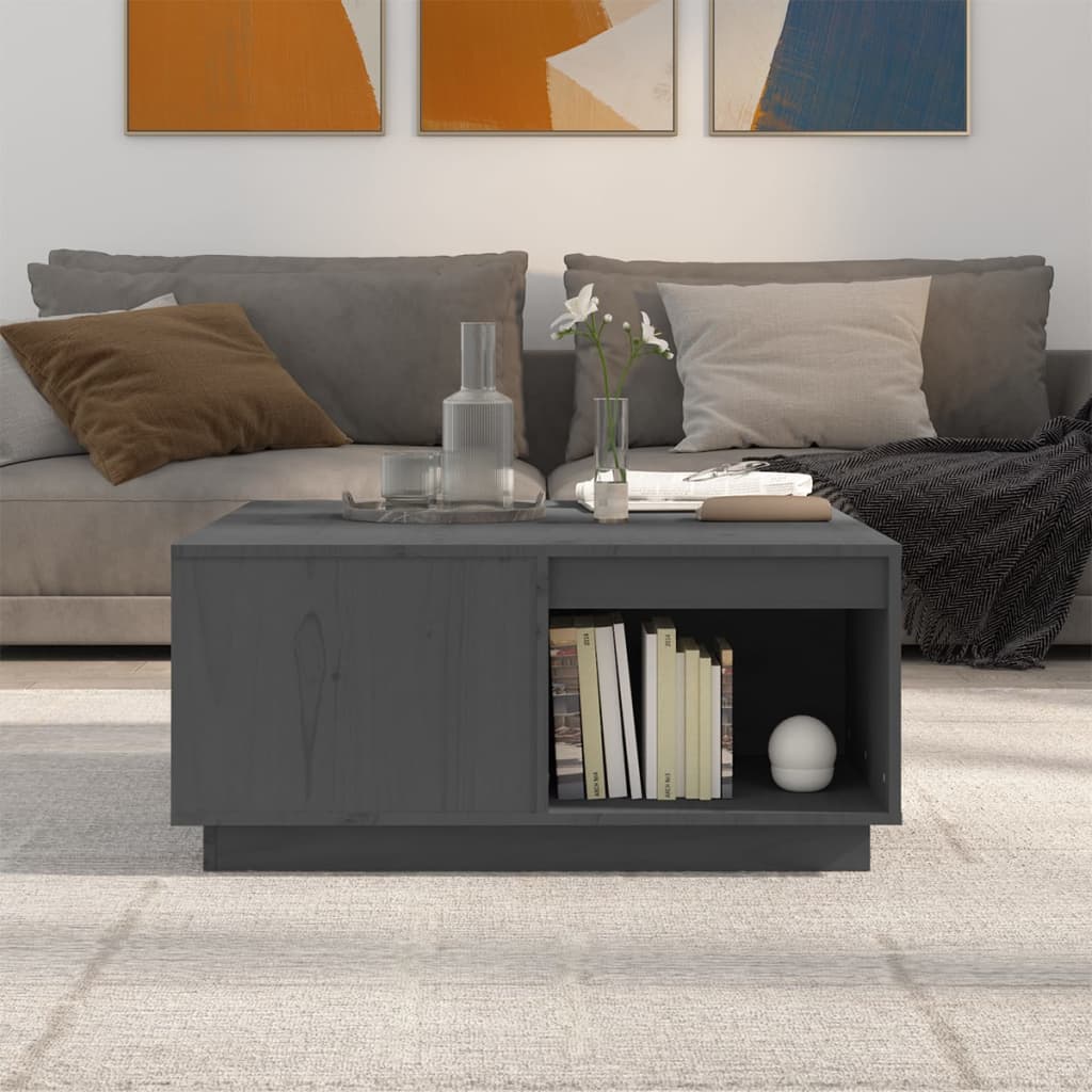 Stolić za kavu sivi 80x81x36,5 cm od masivne borovine