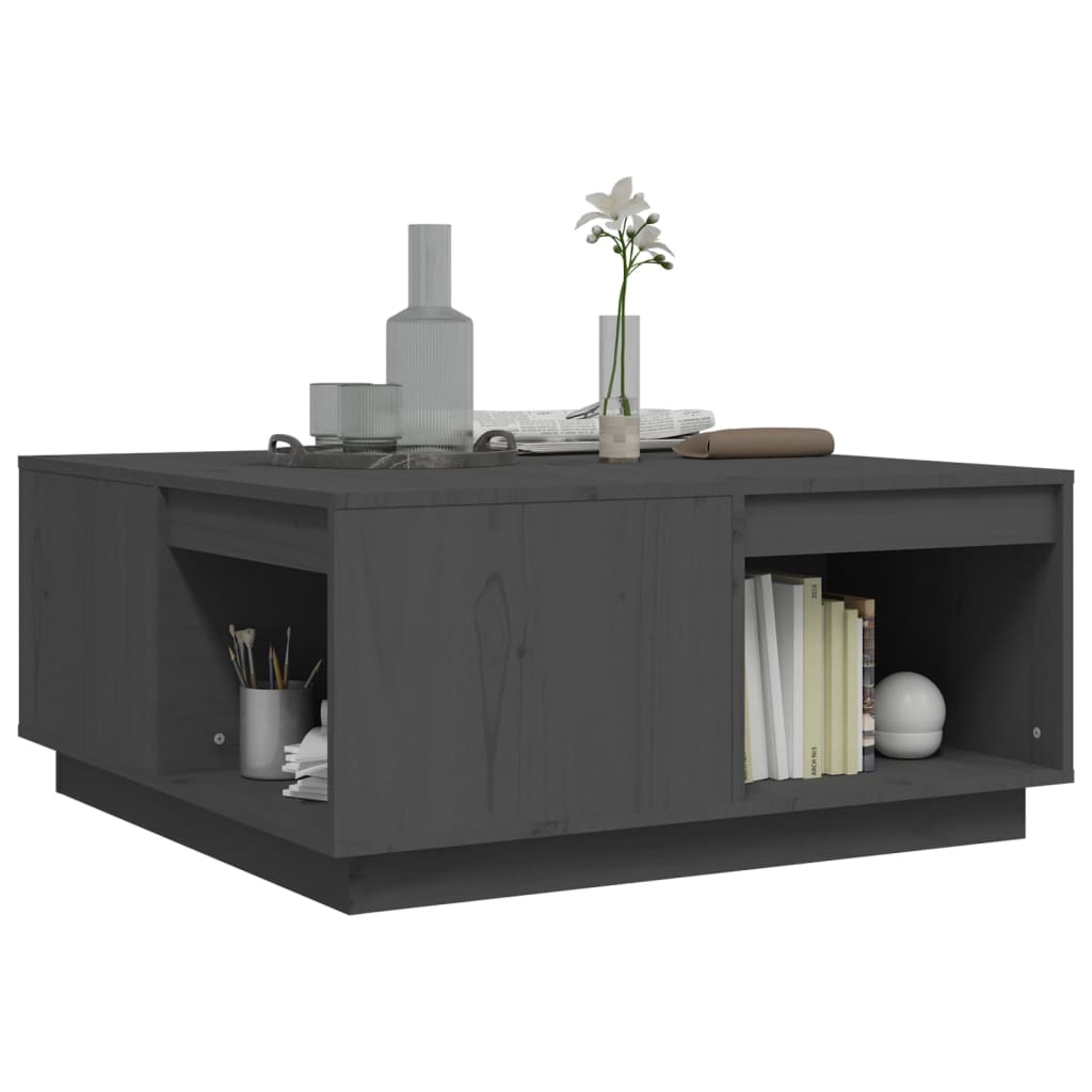Stolić za kavu sivi 80x81x36,5 cm od masivne borovine