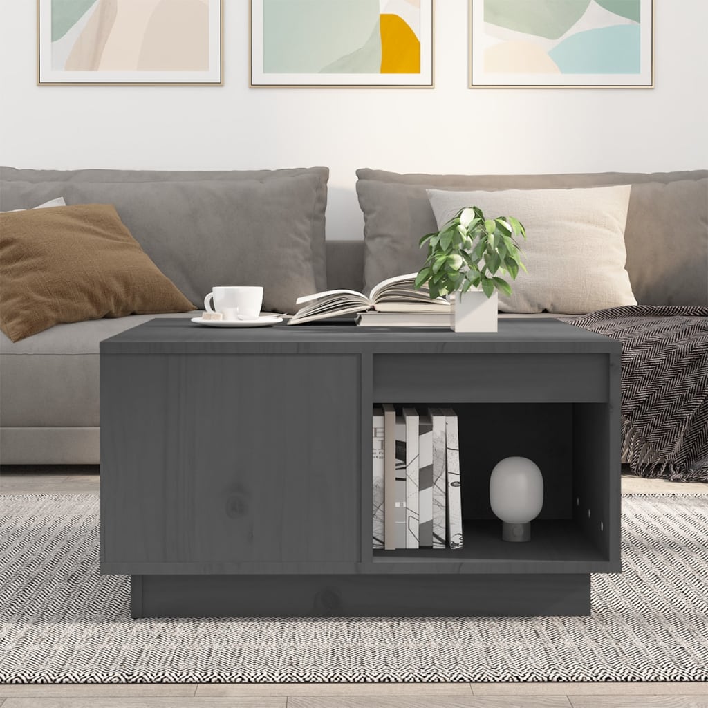 Stolić za kavu sivi 60 x 61 x 32,5 cm od masivne borovine
