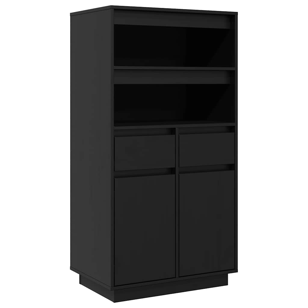 Visoka komoda crna 60 x 40 x 116,5 cm od masivne borovine