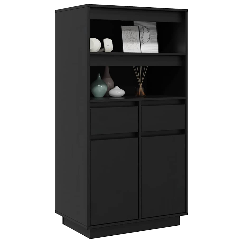 Visoka komoda crna 60 x 40 x 116,5 cm od masivne borovine