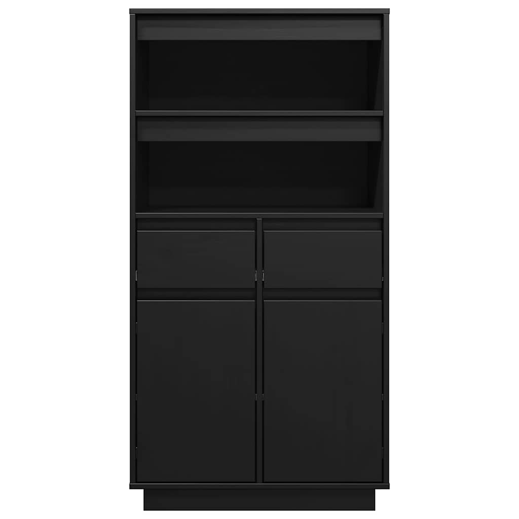 Visoka komoda crna 60 x 40 x 116,5 cm od masivne borovine