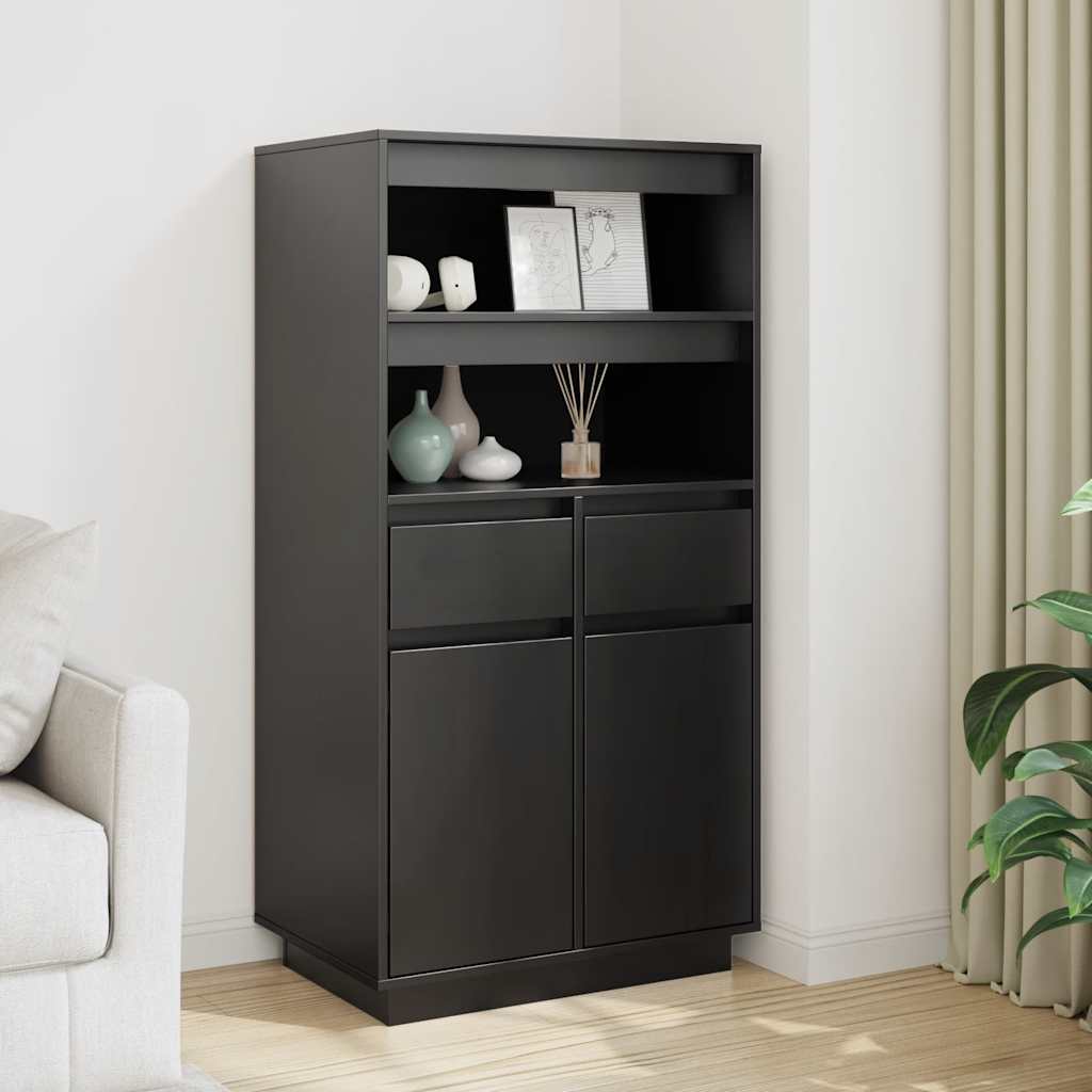 Visoka komoda crna 60 x 40 x 116,5 cm od masivne borovine