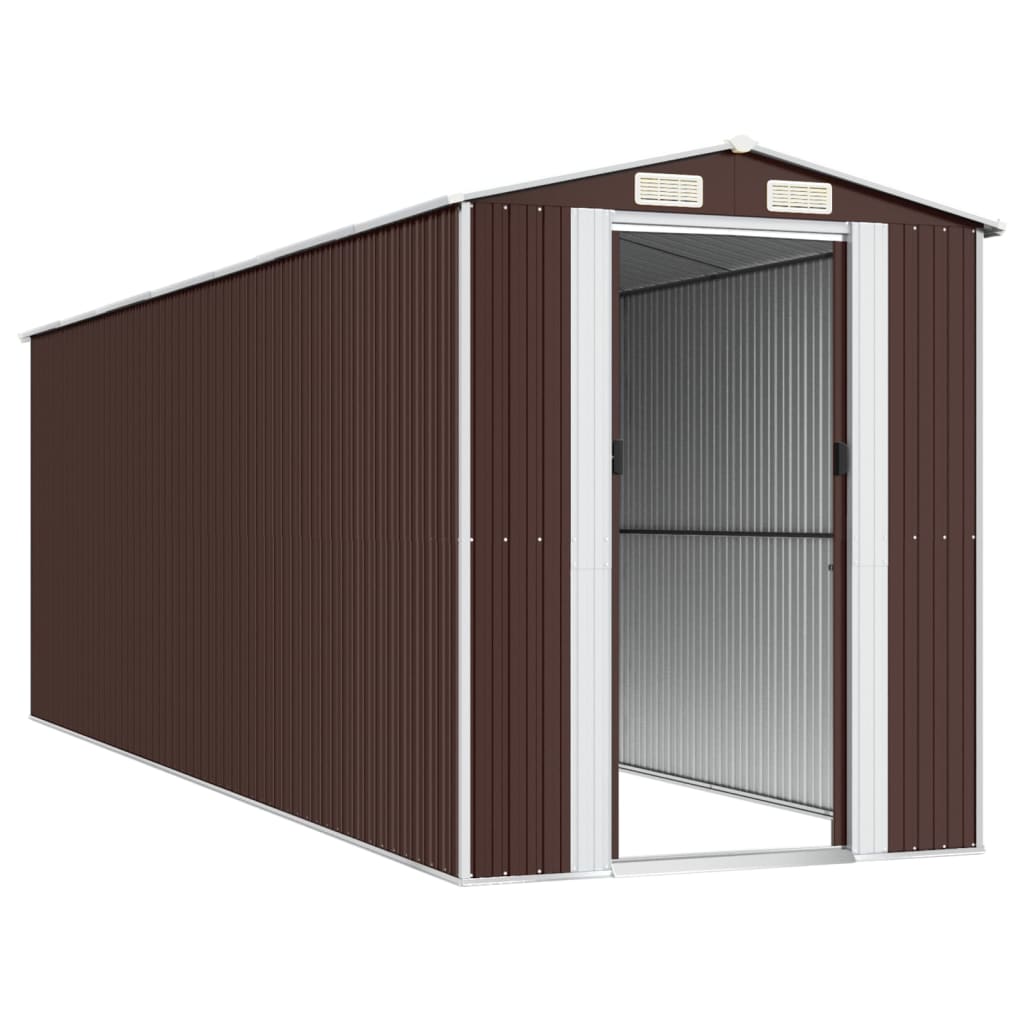 Vrtno spremište tamnosmeđe 192x606x223 cm pocinčani čelik