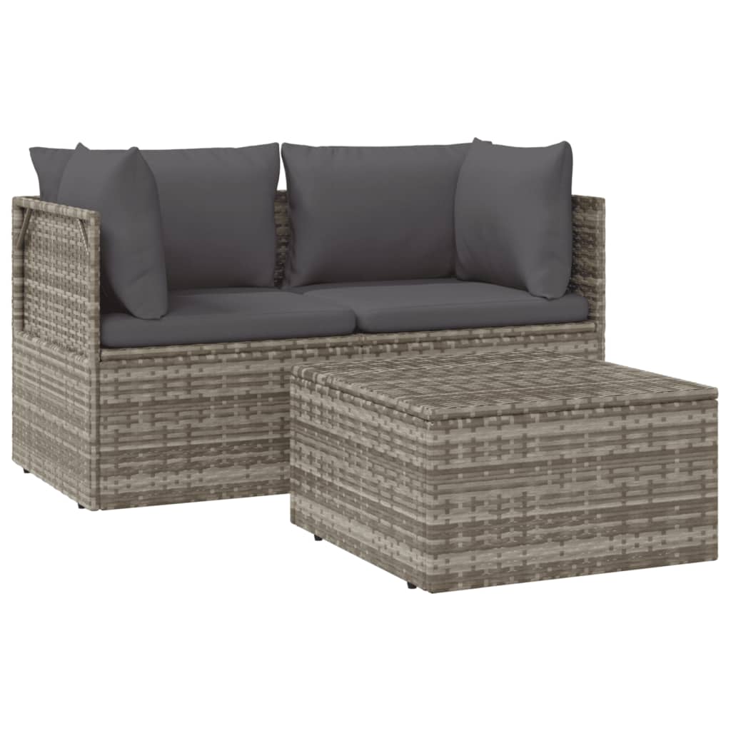 Vrtni tabure s jastukom sivi 55 x 55 x 30 cm od poliratana