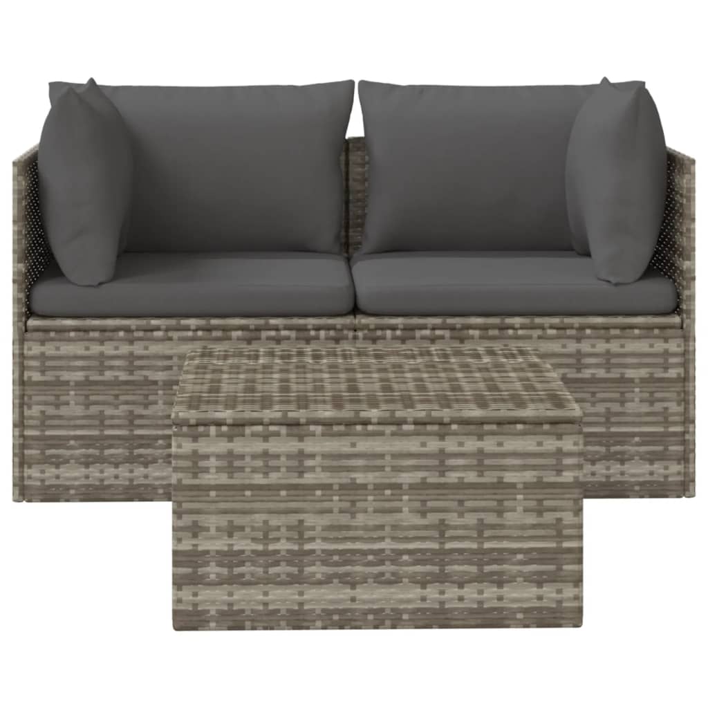 Vrtni tabure s jastukom sivi 55 x 55 x 30 cm od poliratana