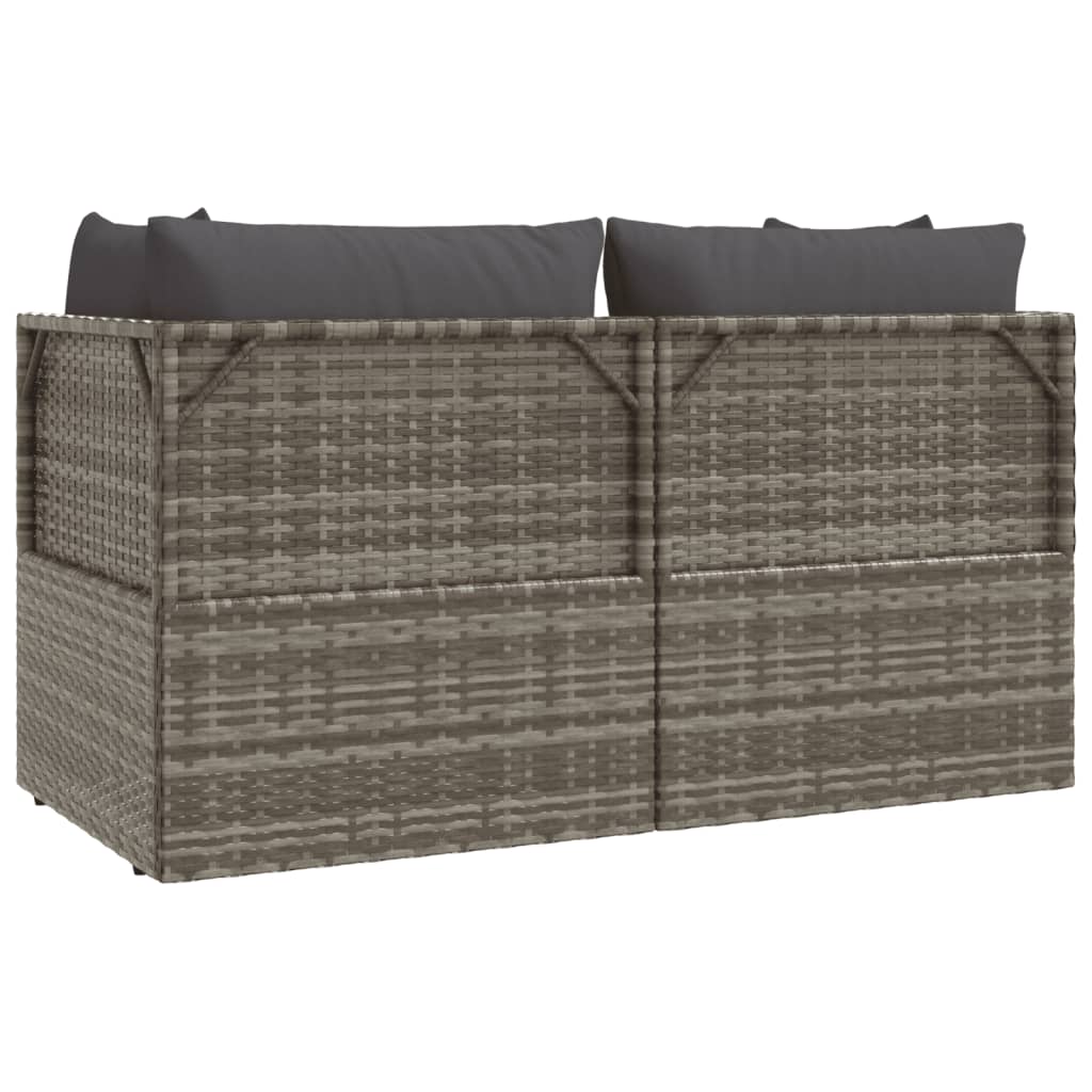Vrtni tabure s jastukom sivi 55 x 55 x 30 cm od poliratana