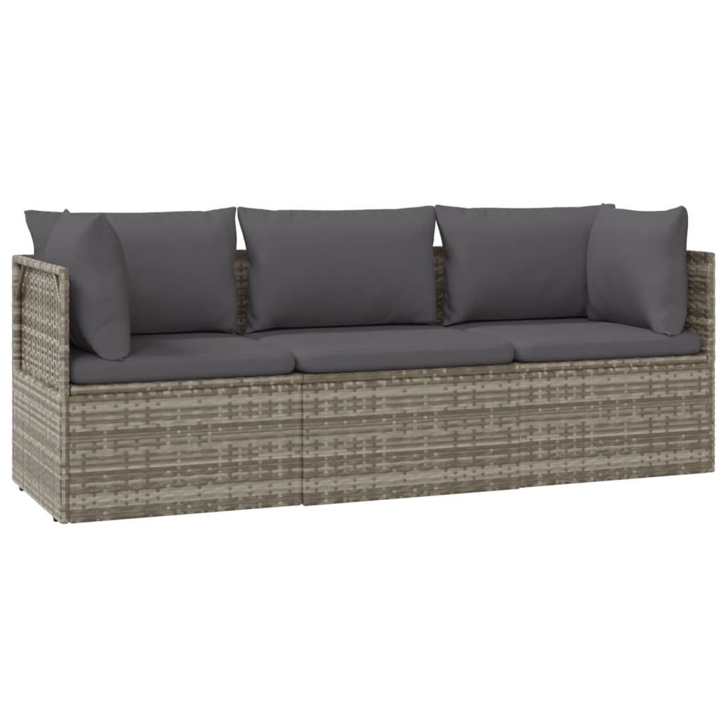 Vrtni tabure s jastukom sivi 55 x 55 x 30 cm od poliratana