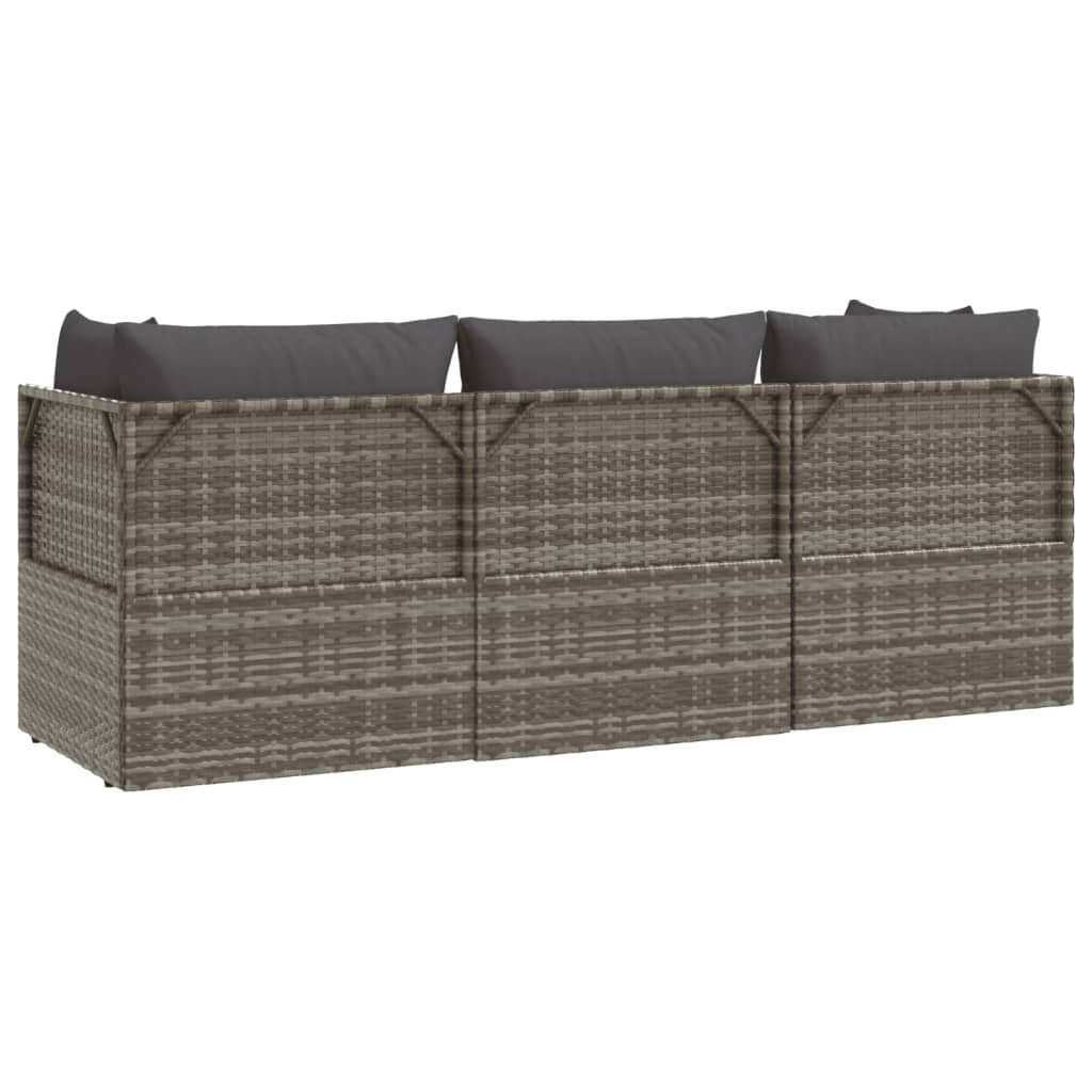 Vrtni tabure s jastukom sivi 55 x 55 x 30 cm od poliratana