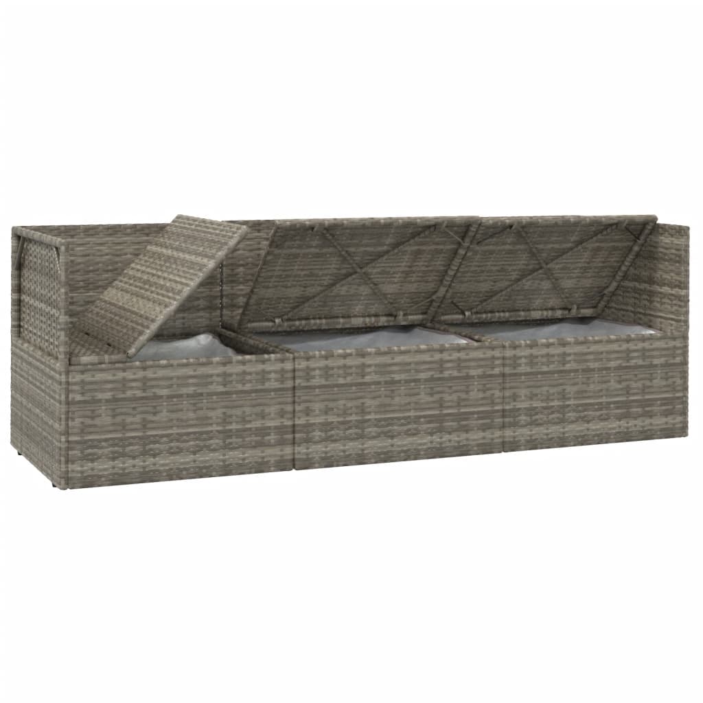 Vrtni tabure s jastukom sivi 55 x 55 x 30 cm od poliratana