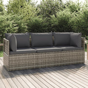Vrtni tabure s jastukom sivi 55 x 55 x 30 cm od poliratana