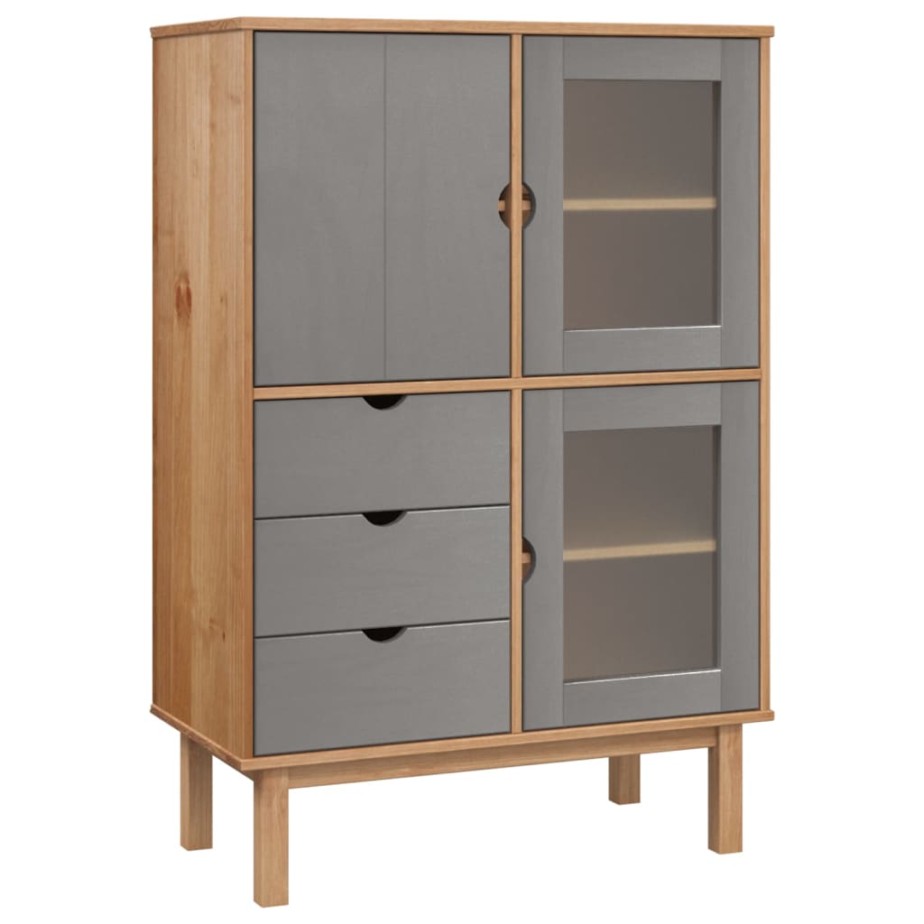 Visoka komoda OTTA smeđe-siva 85x43x125 cm od masivne borovine