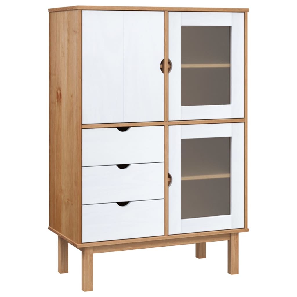 Visoka komoda OTTA smeđe-bijela 85x43x125 cm masivna borovina