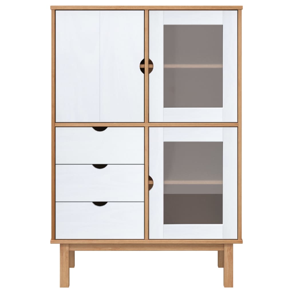 Visoka komoda OTTA smeđe-bijela 85x43x125 cm masivna borovina