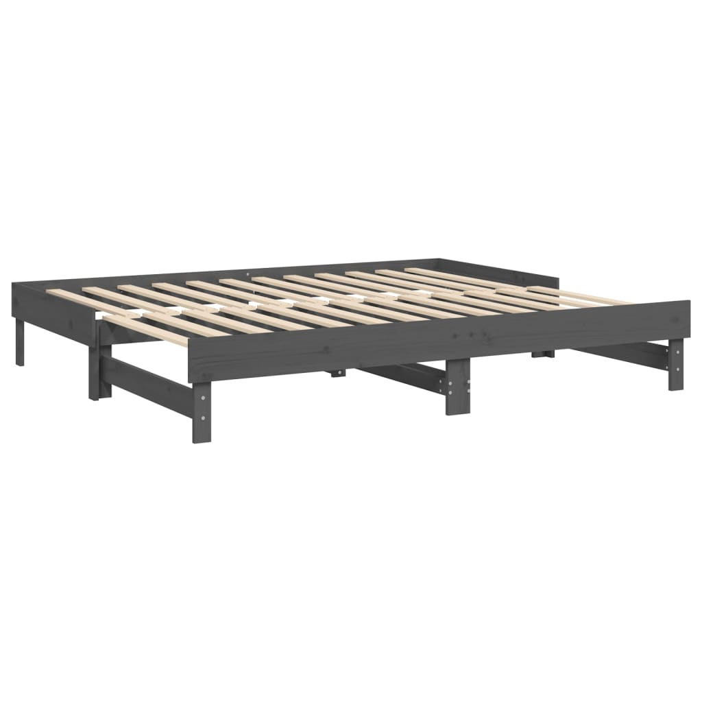 Dnevni ležaj na izvlačenje sivi 2x(100x200) cm masivna borovina