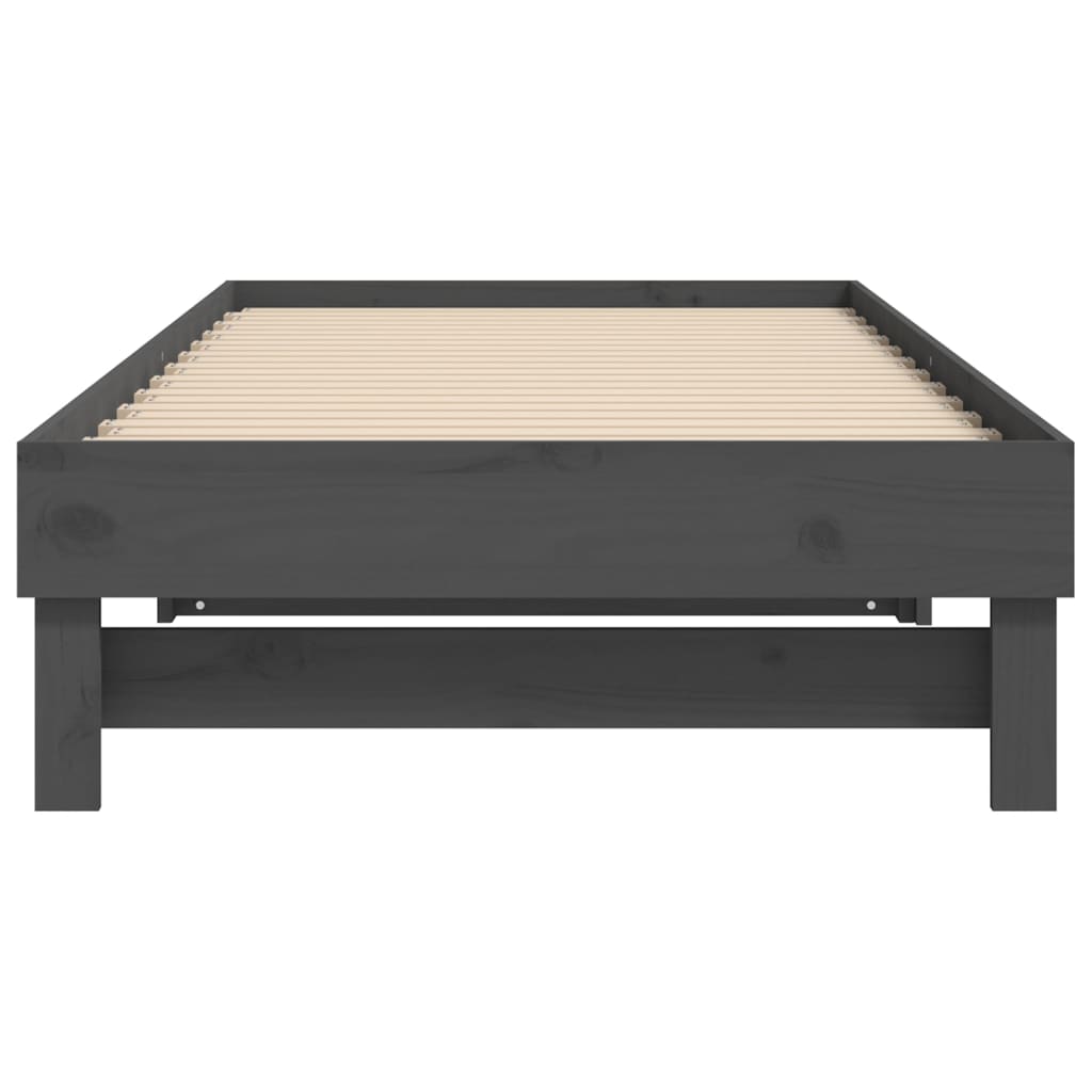 Dnevni ležaj na izvlačenje sivi 2x(100x200) cm masivna borovina