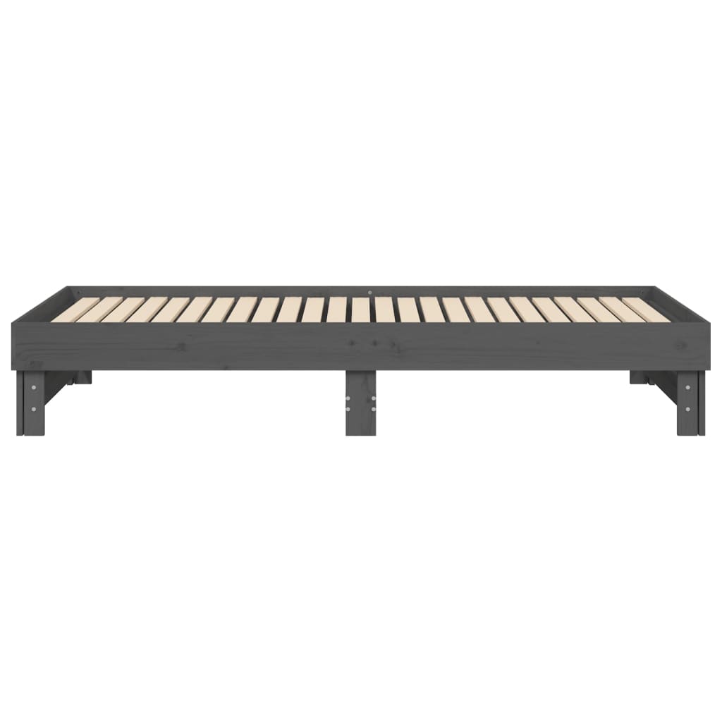 Dnevni ležaj na izvlačenje sivi 2x(100x200) cm masivna borovina