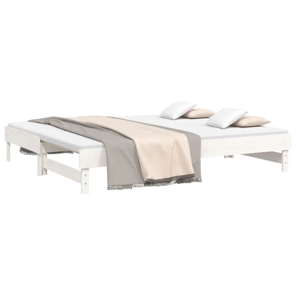Dnevni ležaj na izvlačenje bijeli 2x(90x200)cm masivna borovina