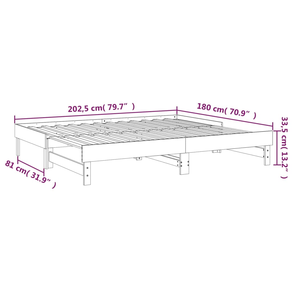 Dnevni ležaj na izvlačenje bijeli 2x(90x200)cm masivna borovina